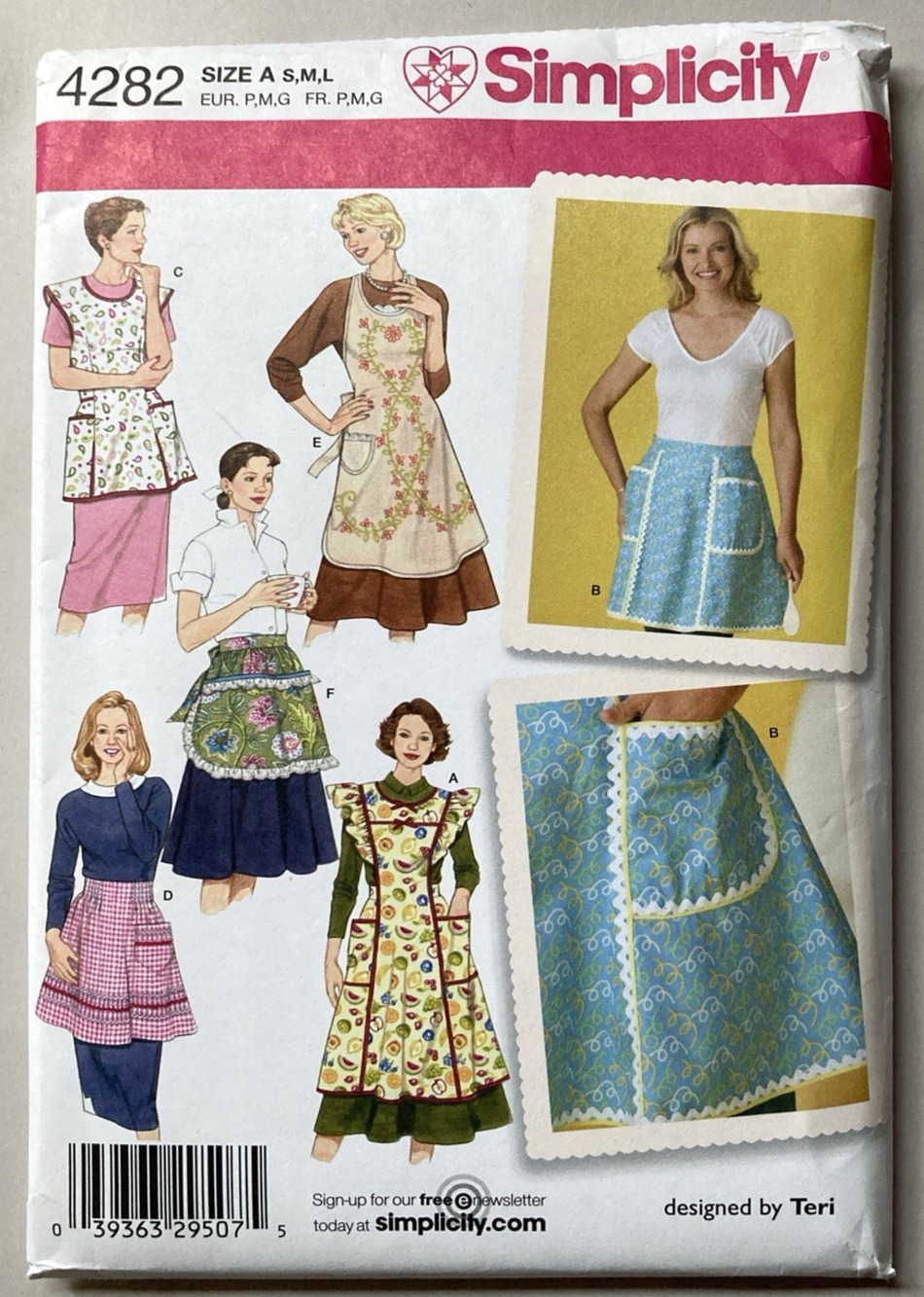 Simplicity 4282 Vintage Retro Aprons 6 Styles Cottage Granny Pattern S-L UNCUT